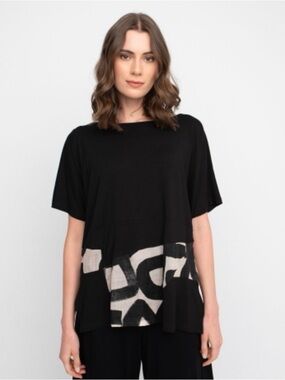 Ozai N Ku Sparrow Tee Shirt Blouse Art To Wear Lagenlook XL